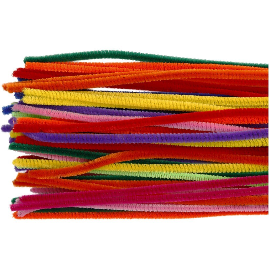 Deco chenille draad rood 50 stuks dikte 6 mm lengte 30 cm